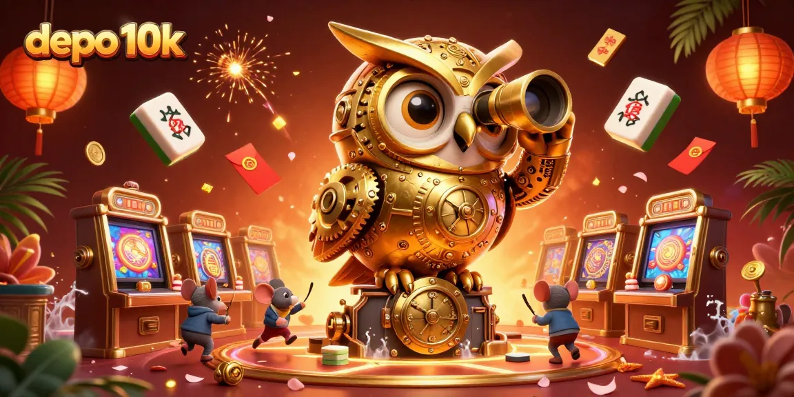 Experience winning at depo 10k with vibrant 3D cartoon casino scene filled with engaging characters.