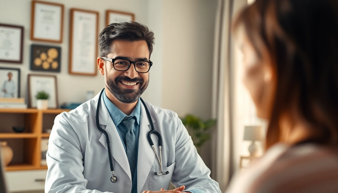 Experience affordable online doctor consultation during a video call with a professional, warm atmosphere.
