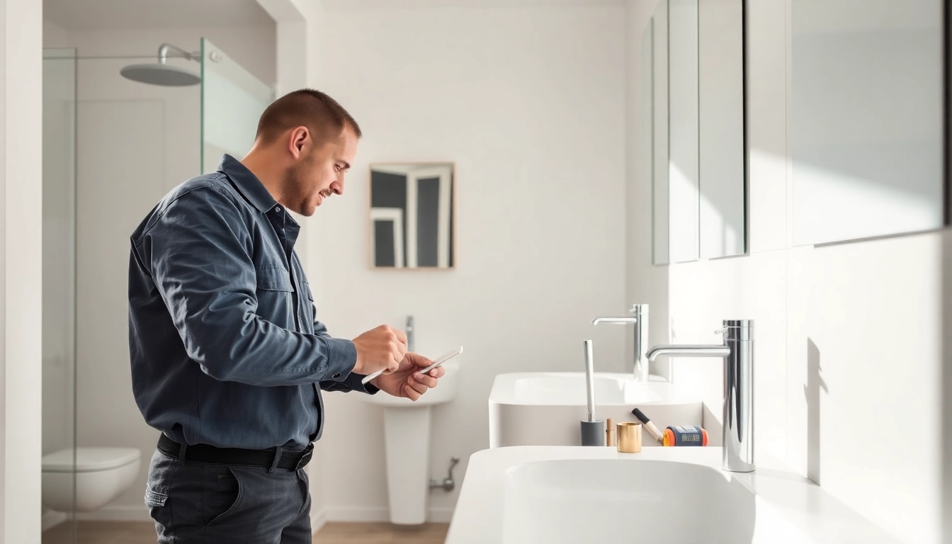 Die sonni sanitär GmbH installiert hochwertige Sanitäreinrichtungen in einem modernen Badezimmer.