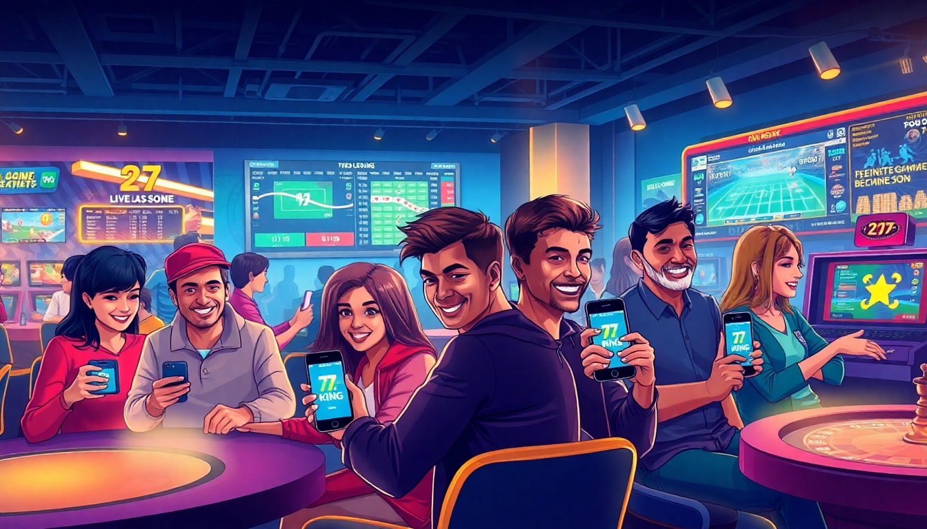 Engaging online betting scene showcasing diverse users on https://79kingg.us/ with modern gaming elements.