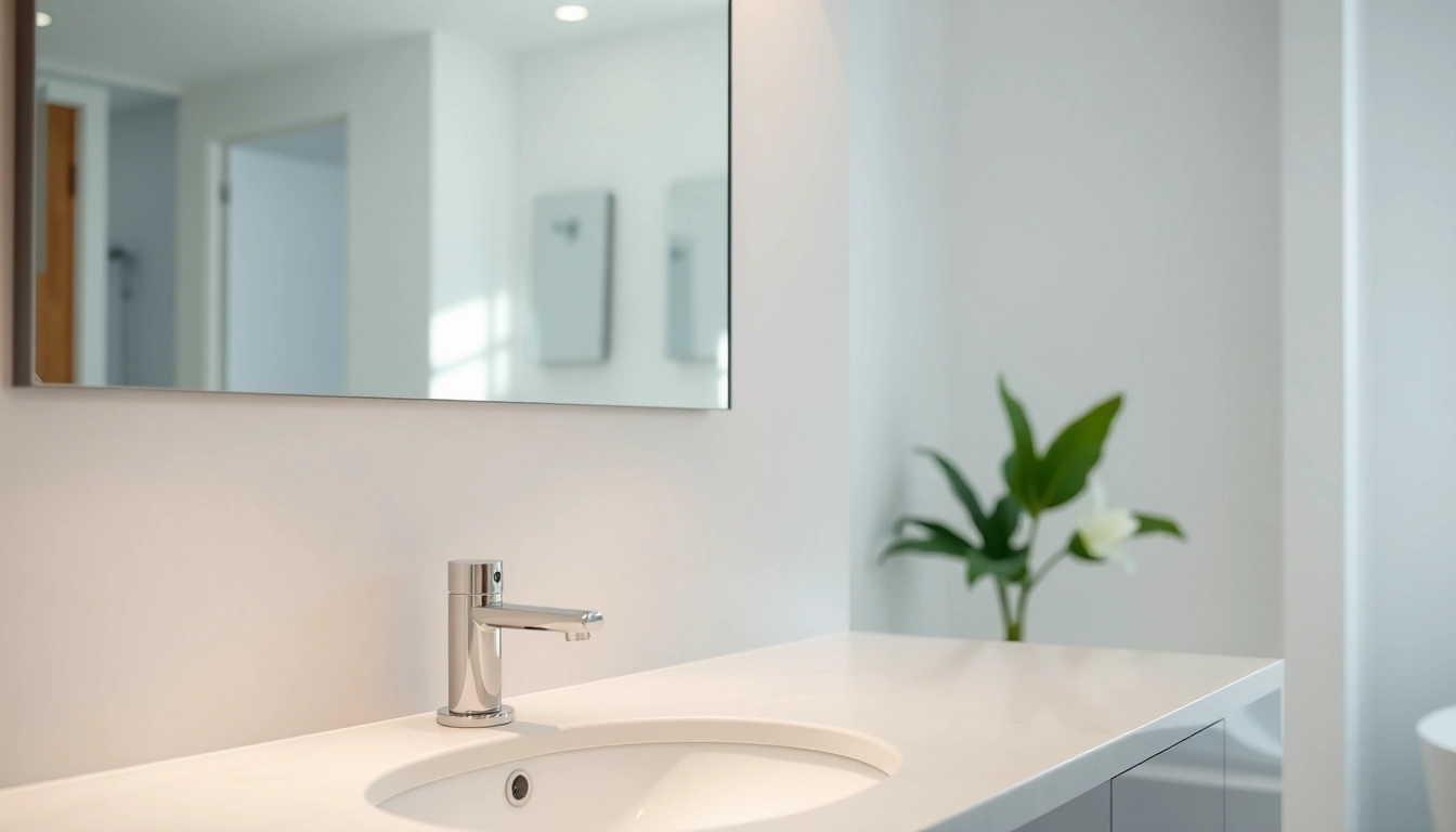 Showcase of an elegant bathroom mirror reflecting natural light in a modern setting.