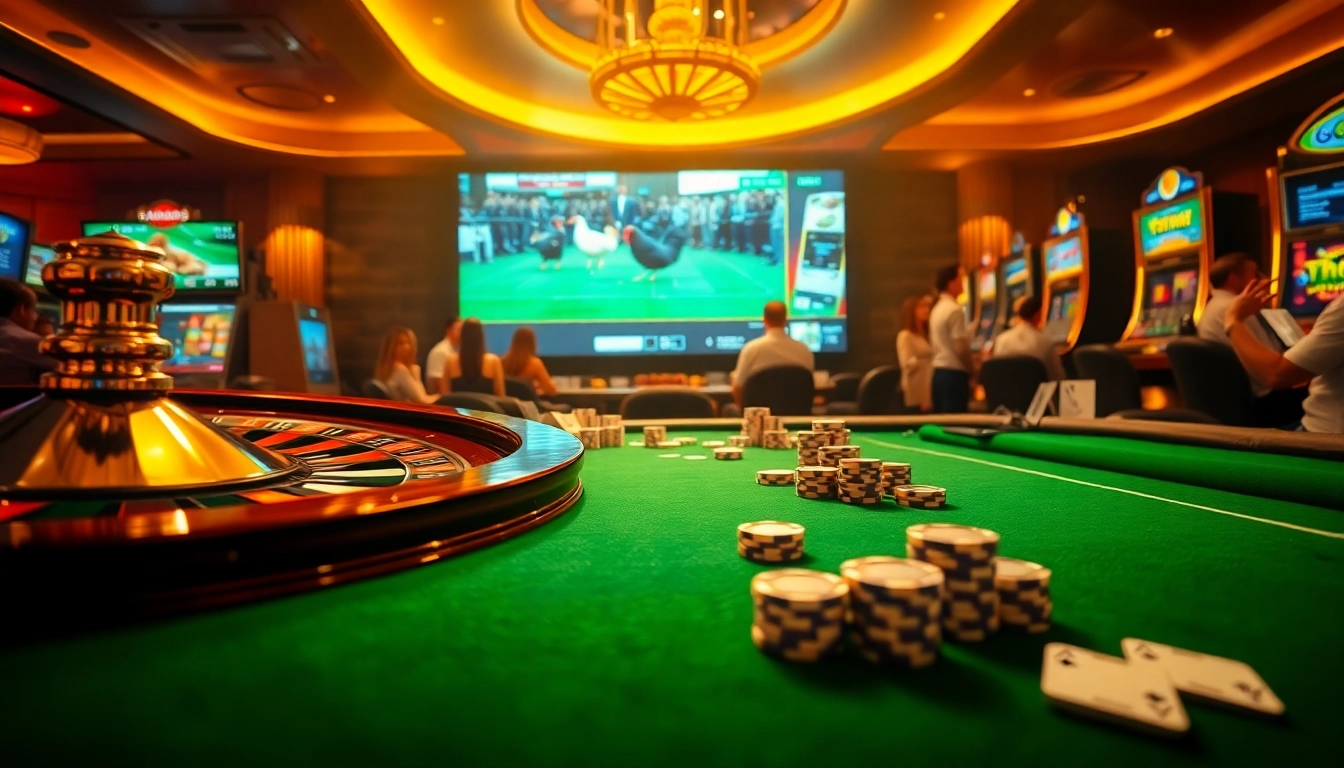 Experience thrilling gameplay at Ga888 with a vibrant casino atmosphere, showcasing live action and excitement.