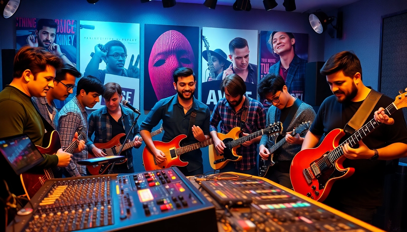 Enhance your music career with effective music promotion services in a vibrant studio setting.