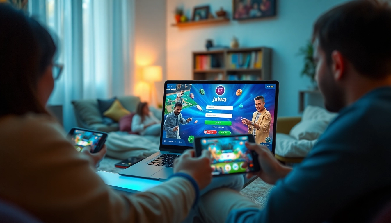 Engaging players enjoying the Jalwa Game on a laptop and mobile, showcasing vibrant graphics and user-friendly interface.