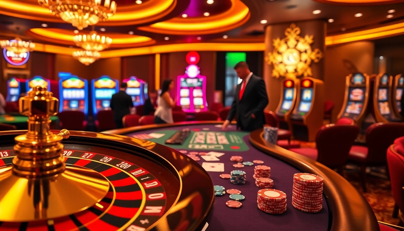 KJC gambling scene with vibrant poker games and luxurious casino atmosphere.