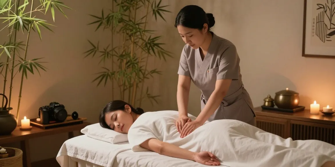둔산동마사지로 편안함을 느끼는 모습, 아로마 캔들과 편안한 분위기