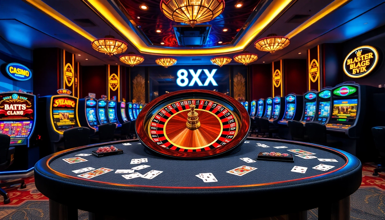 Experience high-stakes gaming at 8XX with vibrant casino tables and thrilling roulette.