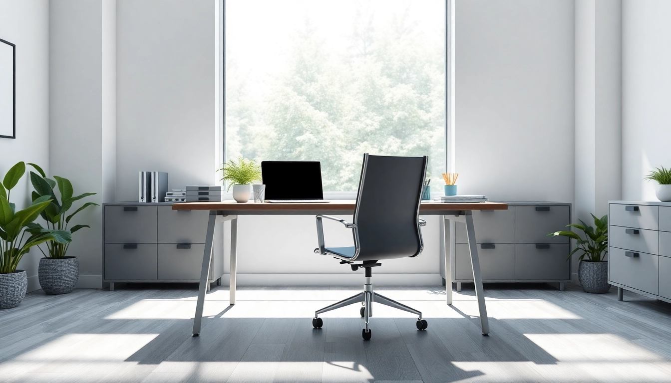 Bekijk de professionele werkruimte van https://www.stofnodig.nl met een modern bureau en natuurlijk licht.
