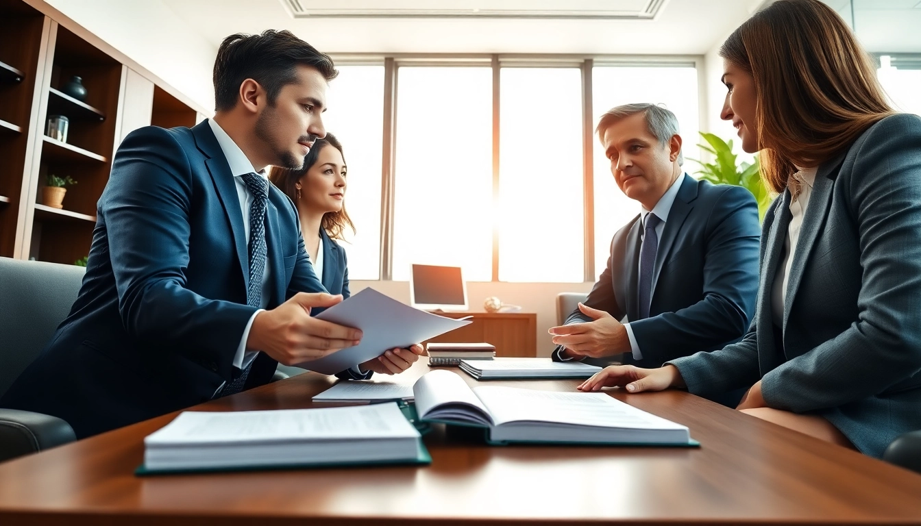 Miami divorce lawyers consulting with a client in a professional office setting.