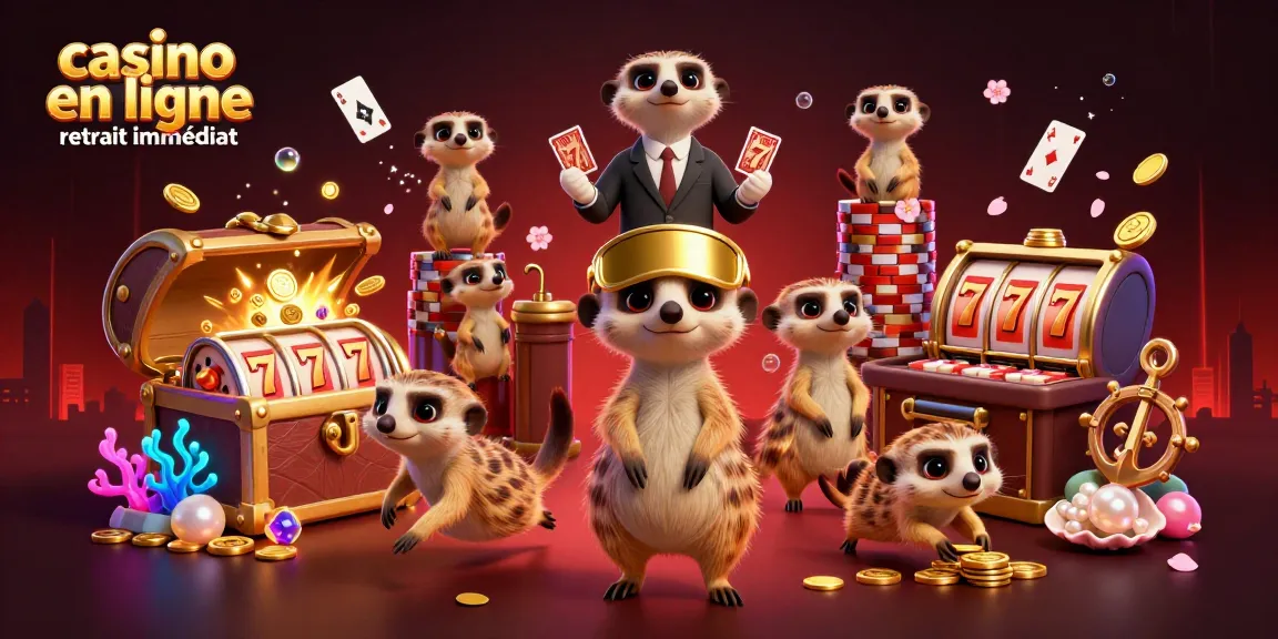 Gagnez instantanément au casino en ligne retrait immédiat avec cette scène dynamique de suricates.