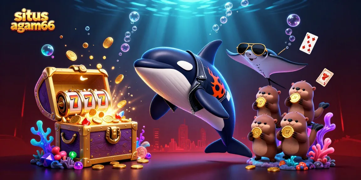 Engage in thrilling gameplay at situs agam66, featuring 3D cartoon characters and vibrant casino elements.