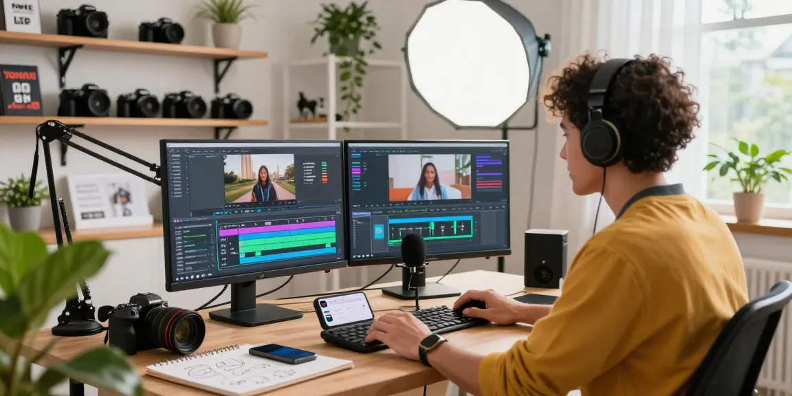 Content creator in a vibrant studio setting, illustrating the importance of subscribers with weekly return behavior for video engagement.