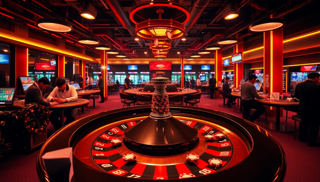 Exciting scene of Expert Automatic Transmission Repair with casino elements like poker chips and a roulette wheel.