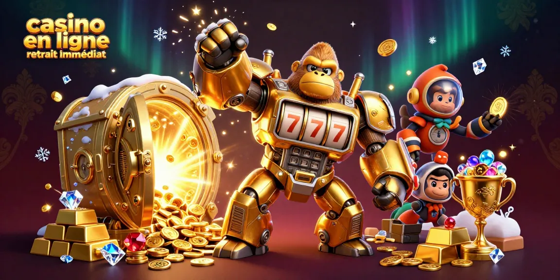 Explorez les gains rapides au casino en ligne retrait immédiat avec ce gorille en or frémissant de trésors.