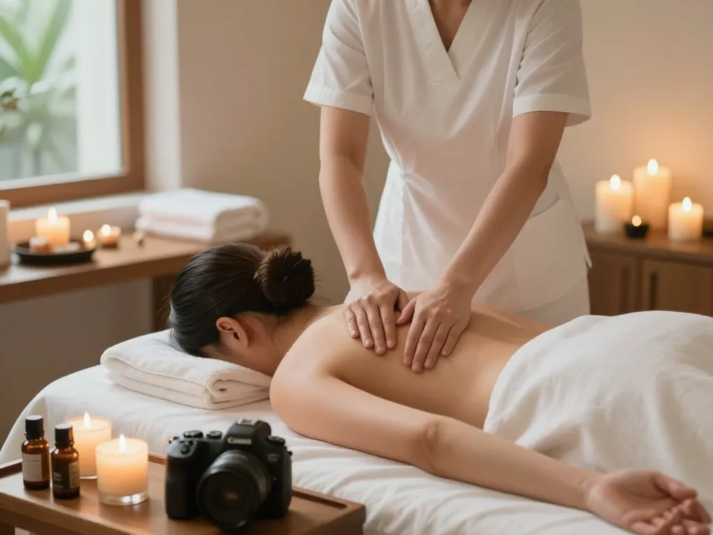 편안한 분위기의 웰니스 스파에서 relax하는 동대문스웨디시 마사지 장면