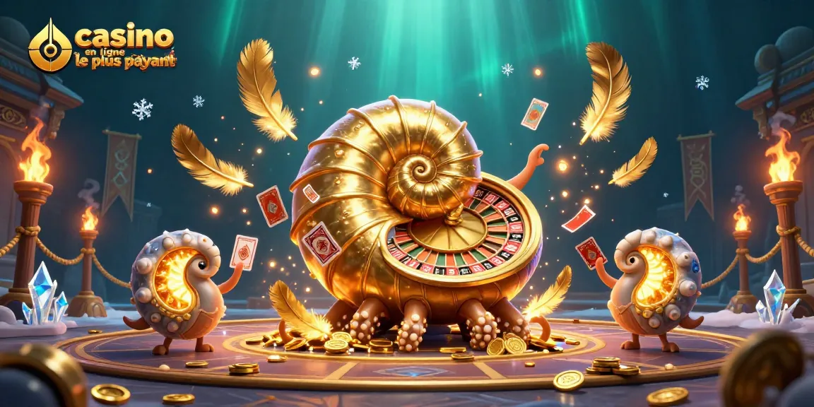 Découvrez le casino en ligne le plus payant avec un nautilus géant, des cartes et des lumières dorées.