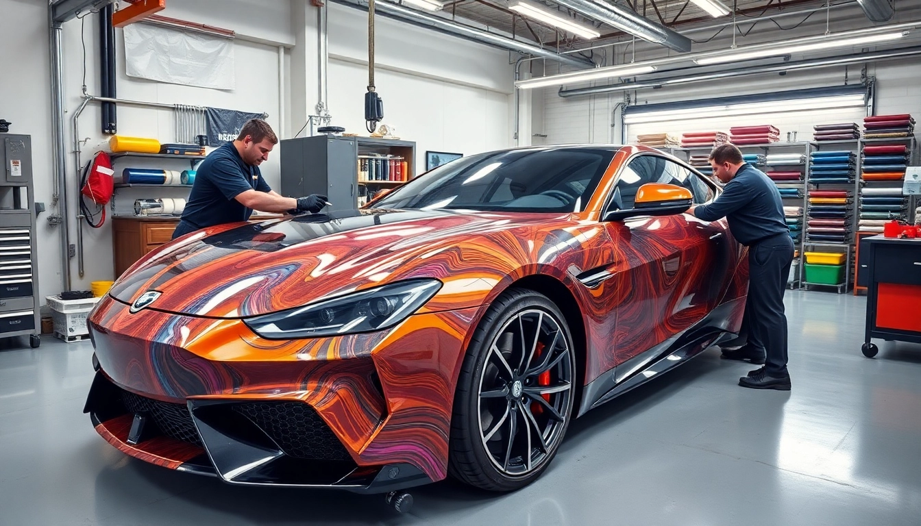 Installations in the car wrap & tint film industry insights ，AX Film showcasing vibrant designs.