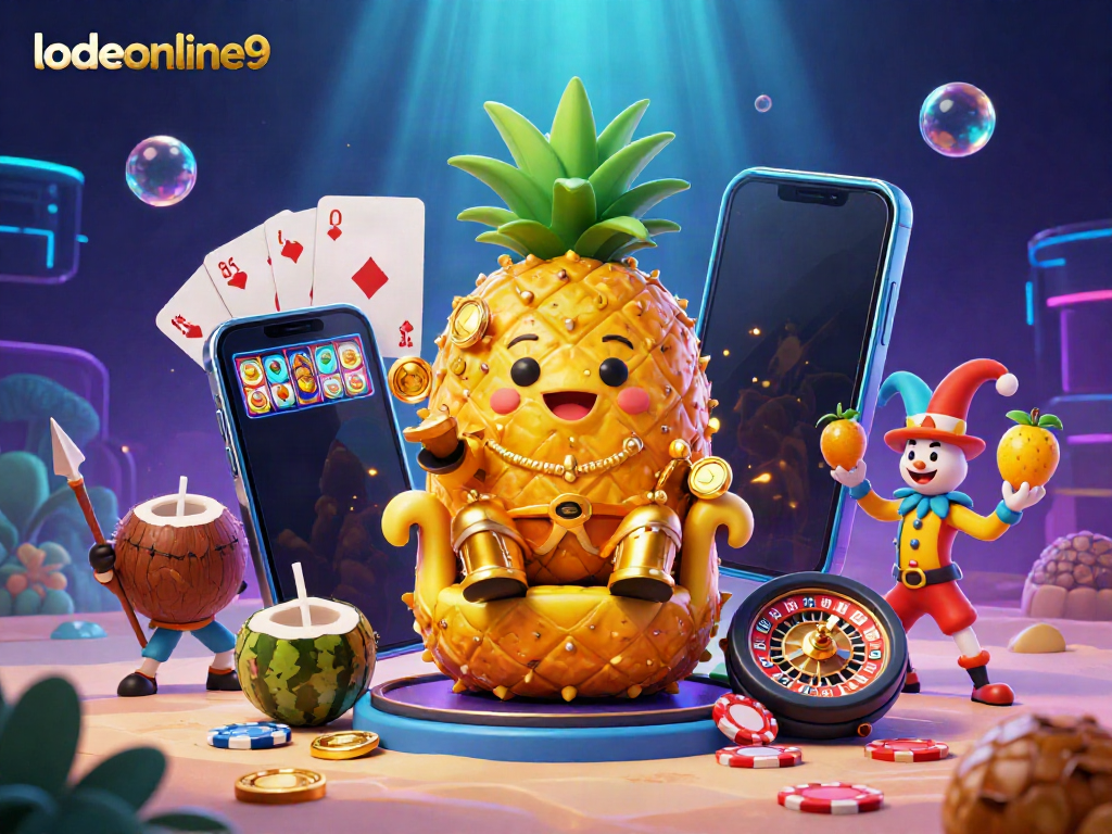 Experience lodeonline9's vibrant casino adventure featuring a pineapple king and games.