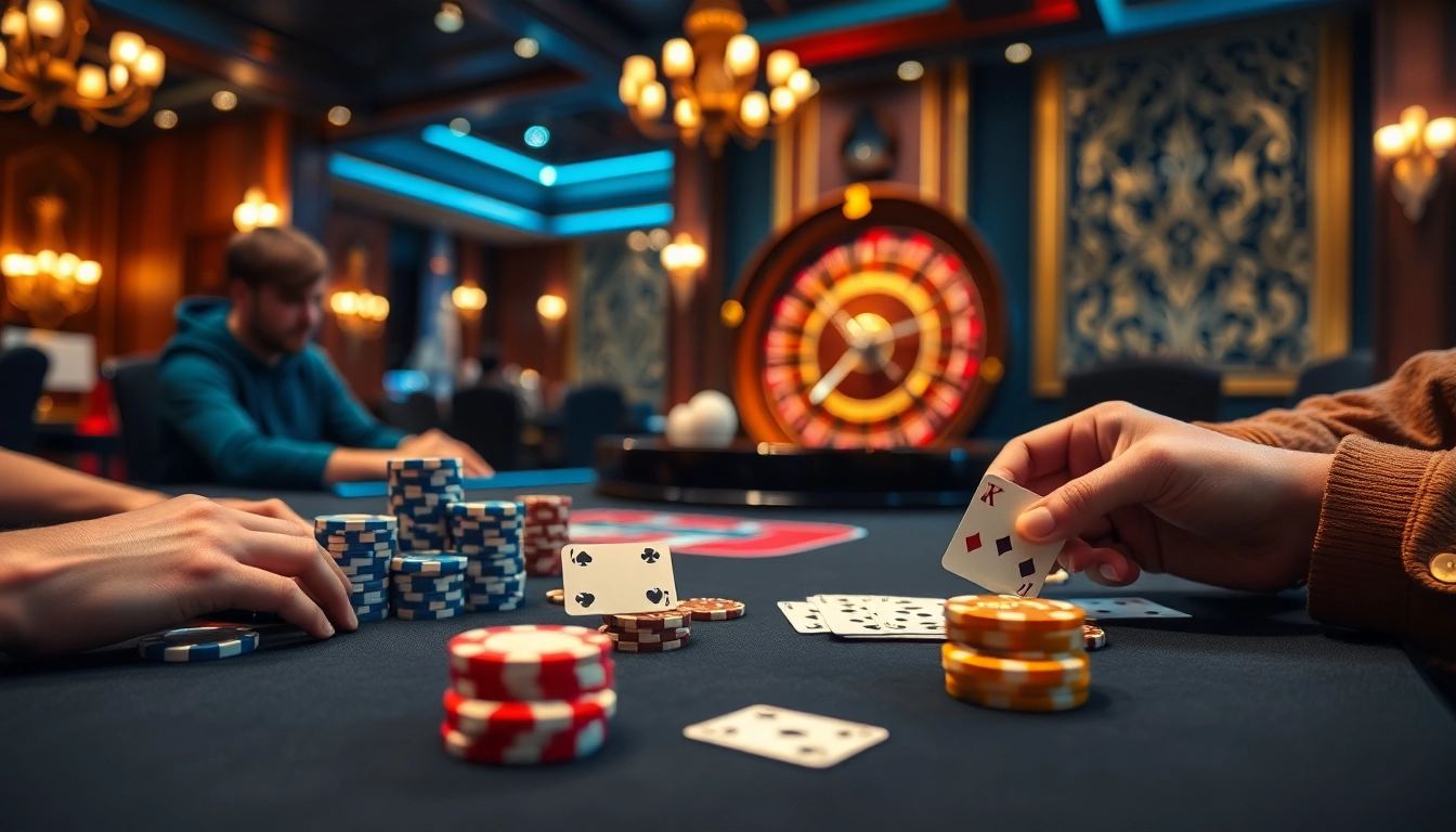 Experience the thrill of winning at Dominoqiu with vibrant poker tables and chips.