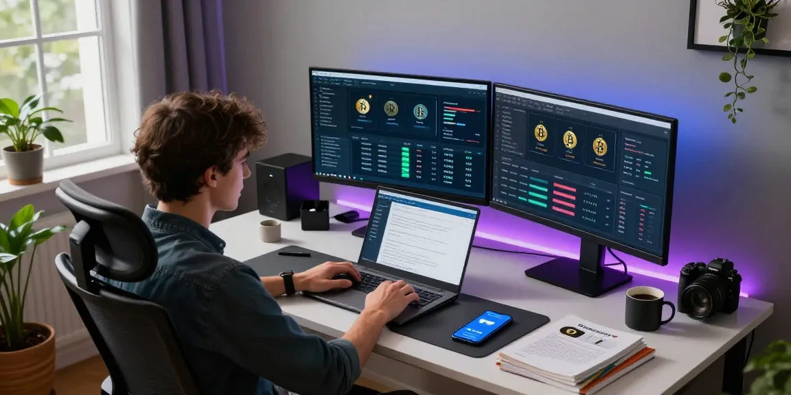 Best bitcoin cloud mining site workspace with dual monitors tracking mining profitability alongside digital wallet access for secure cryptocurrency transactions