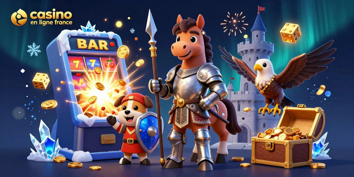 Jouer sur des machines à sous au casino en ligne france avec un chevalier et un chiot dans un univers fantastique.