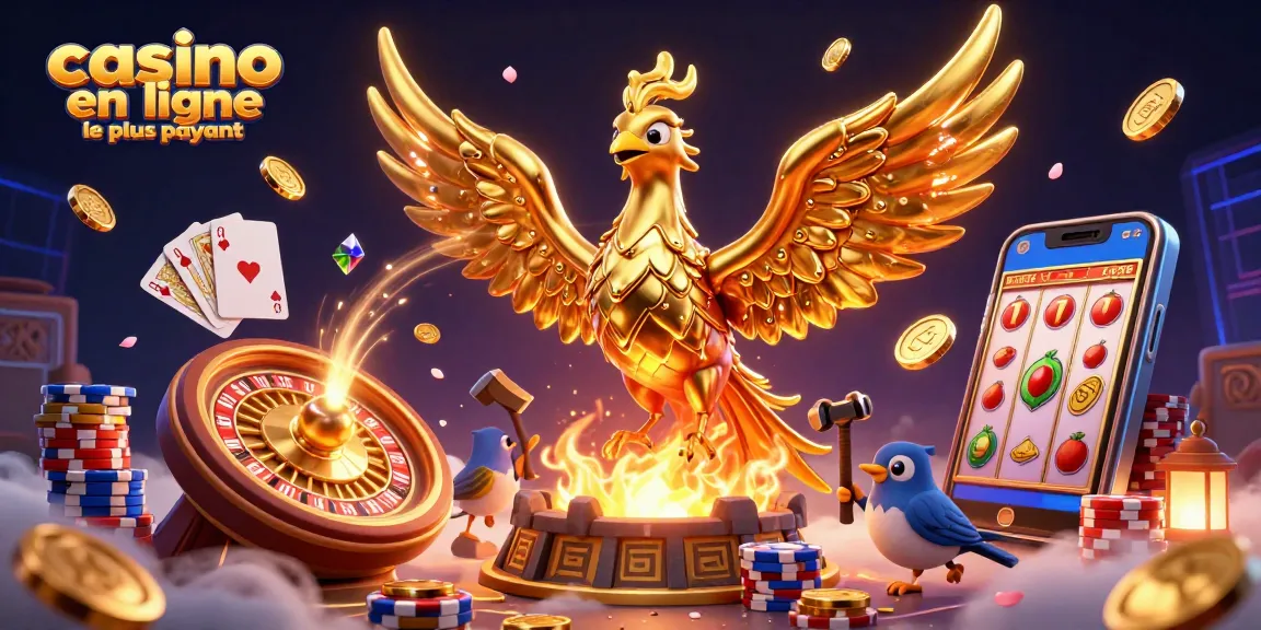 Jouez à casino en ligne le plus payant avec des pièces dorées et un phoenix en métal fondu.