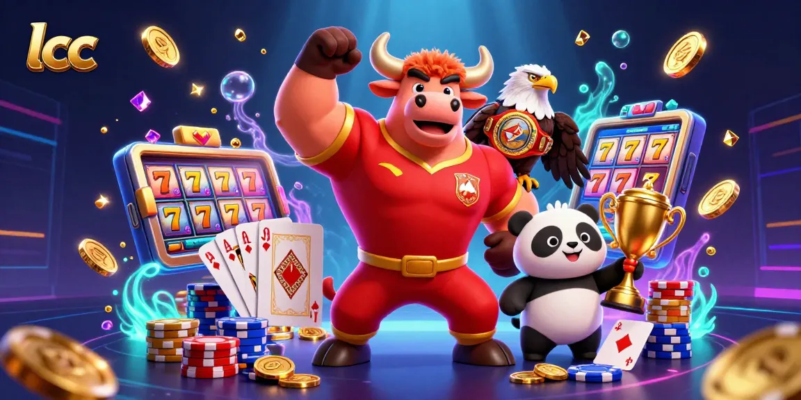 Spin the lcc slots with an energetic bull and friends celebrating vast winnings!