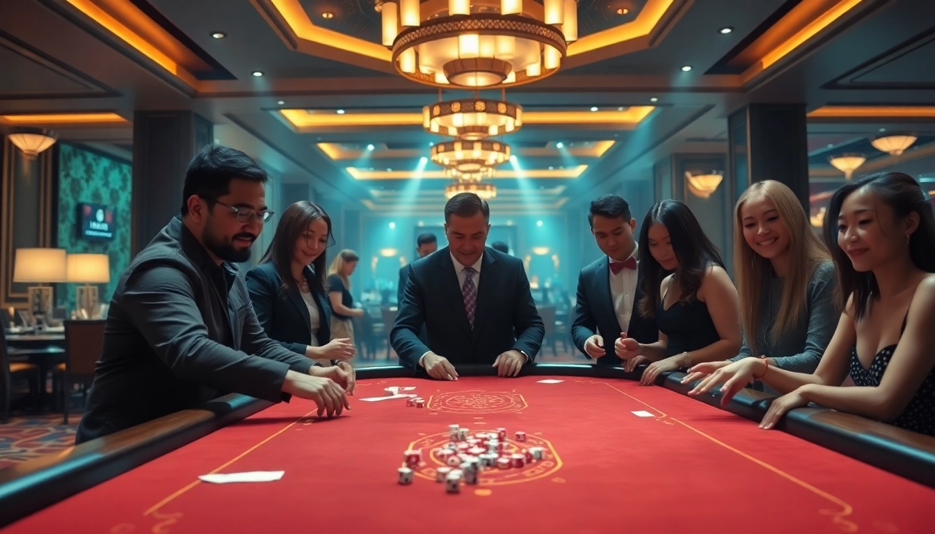 Exciting Tai Xiu game scene with players engaging at a vibrant casino table.