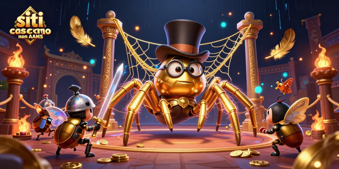 Scopri i migliori siti casino non AAMS con una vivace scena di giochi e avventure tra insetti e tarantole.