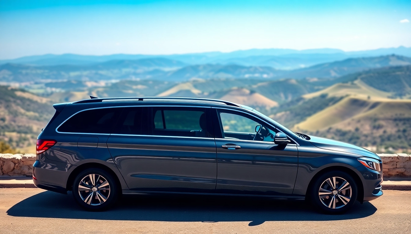 Experience reliable LONG DISTANCE TAXI TRANSFERS with a modern vehicle against a scenic backdrop.