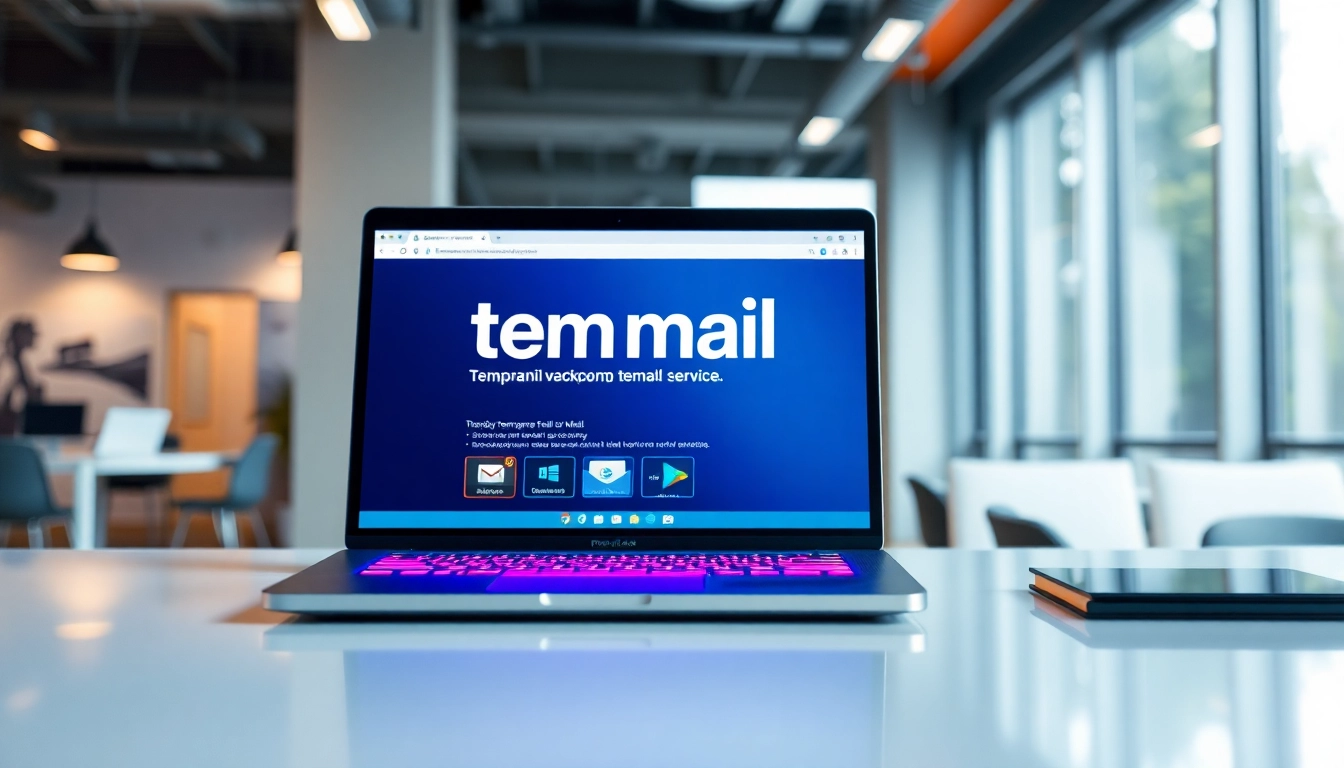 Utilize temp mail temporary email service in a modern office setup.
