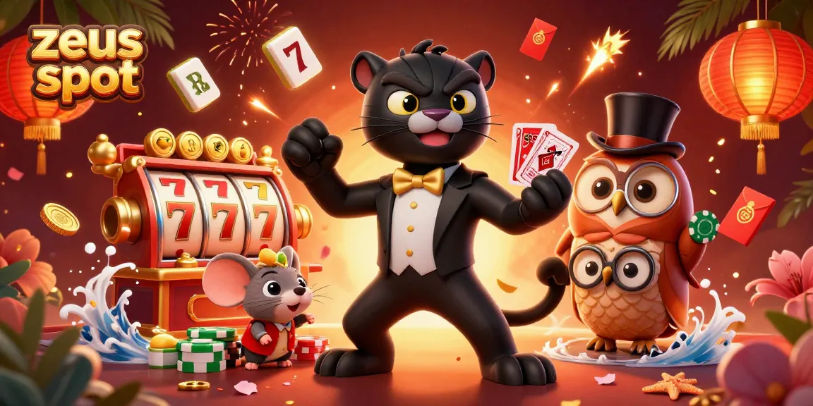 Experience thrilling zeus slot action with 3D characters and vibrant game elements in an immersive casino scene.