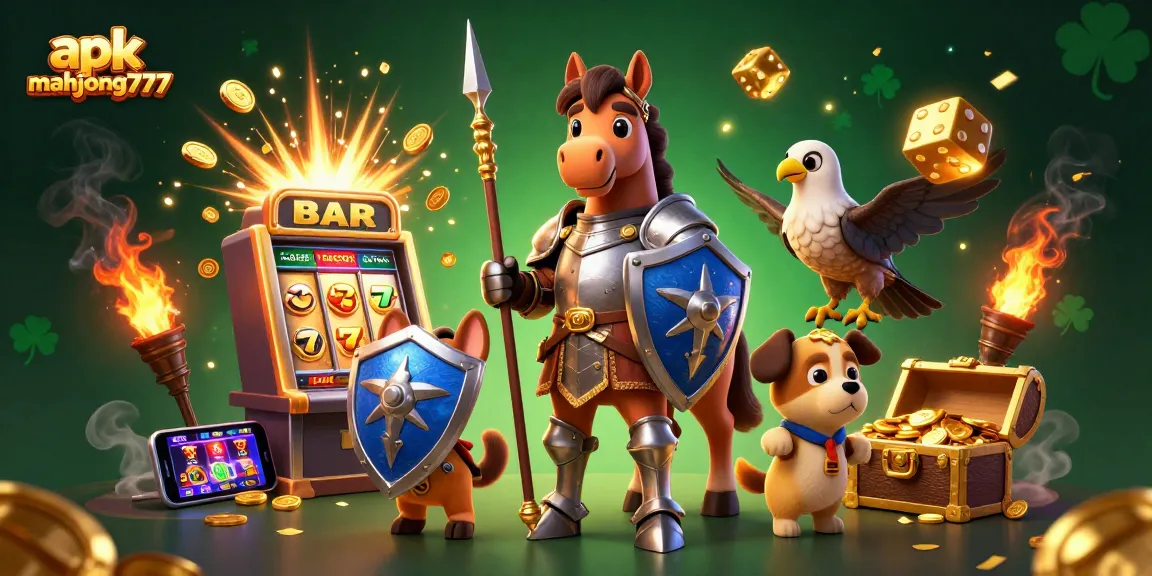 Spin and win big with apk mahjong777 in this vibrant 3D slot game illustration.