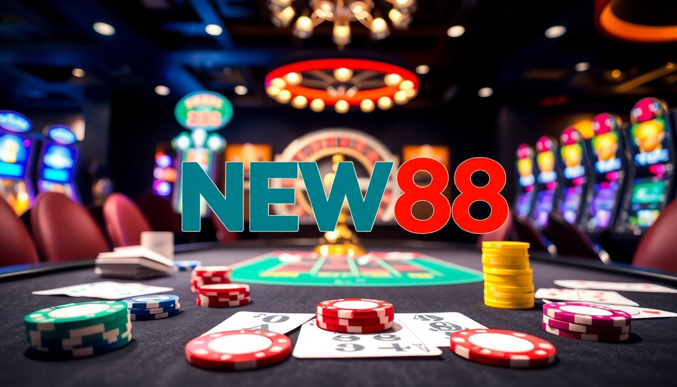 Engage with thrilling gambling action at NEW88 casino featuring poker and roulette.