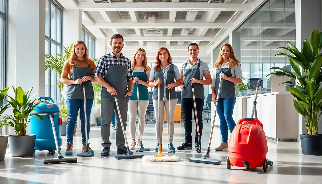 Effiziente Reinigung mit https://nm-gebäudeservice.de in einem modernen Büro, professionelle Ausstattung und Teamarbeit.