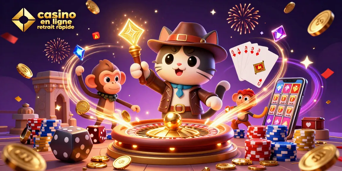 Venez profiter de l'excitation du casino en ligne retrait rapide avec des artefacts dorés et des symboles de jeu.