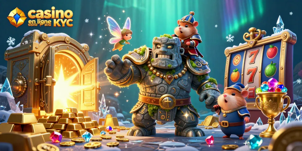 Plongez dans l'excitation du casino en ligne sans KYC avec une illustration dynamique de personnages fantastiques.