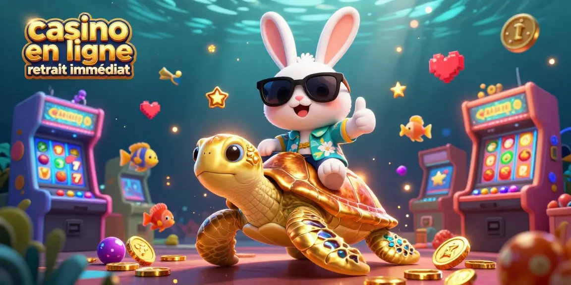 Le casino en ligne retrait immédiat optimisé avec un adorable lapin chanceux et une tortue dorée.