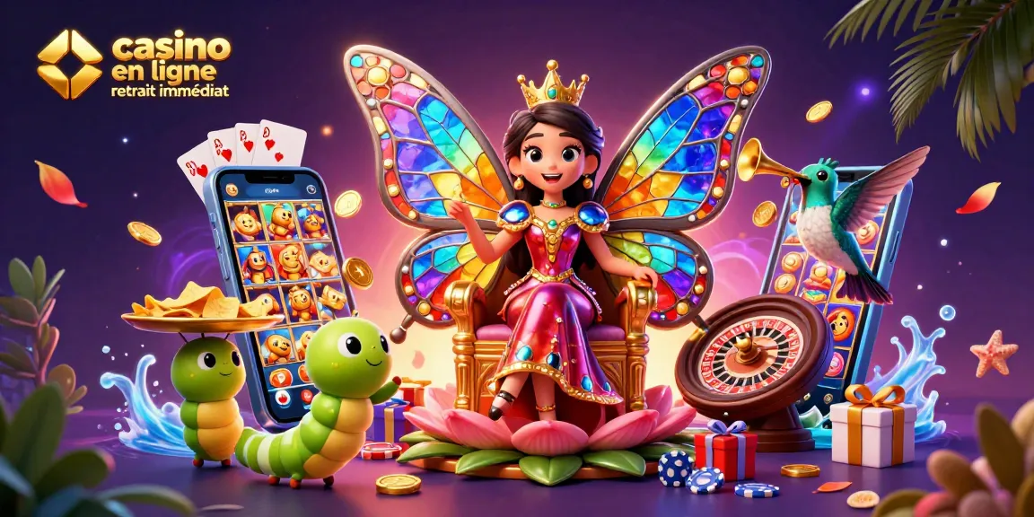 Vivez l'excitation des jeux avec casino en ligne retrait immédiat en découvrant une scène richement décorée de personnages colorés et de jeux dynamiques.