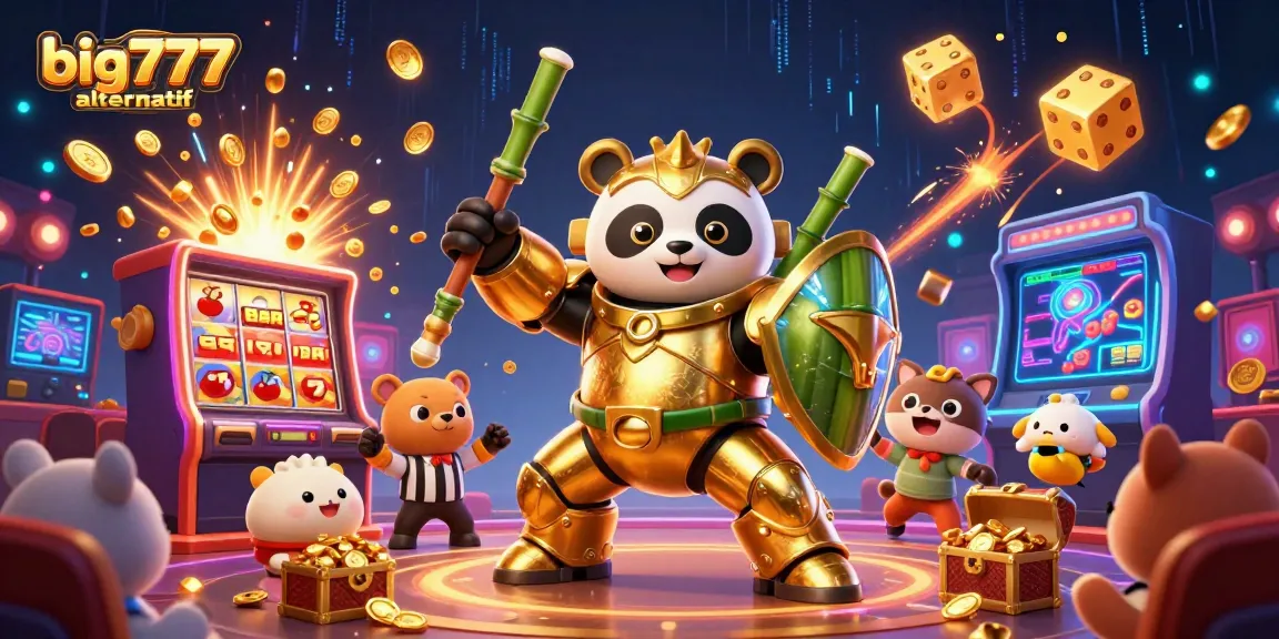 Experience the excitement with big777 alternatif as the mech-suit panda battles in a dazzling casino scene.