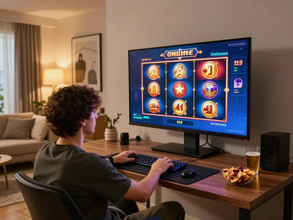 Engaging in online gaming at home with king garuda138 slot games showcased on the screen