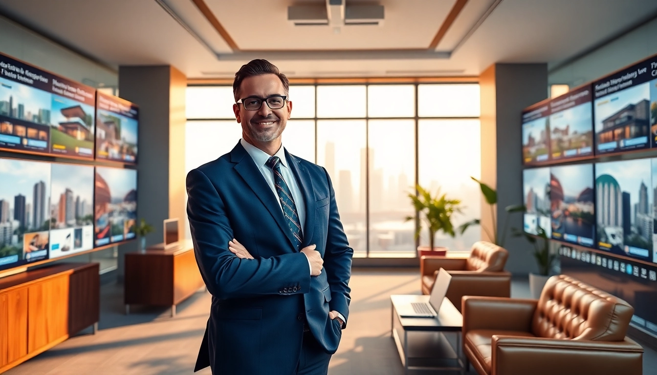 Showcasing a real estate professional in an elegant office, demonstrating expertise in the Real Estate market.