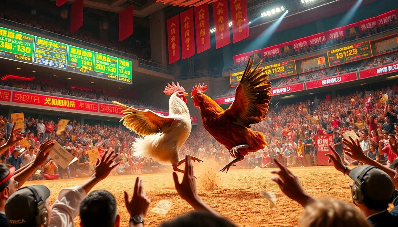 Catch the excitement of đá gà trực tiếp 67 with live chicken fight scenes, vibrant arena, and betting displays.