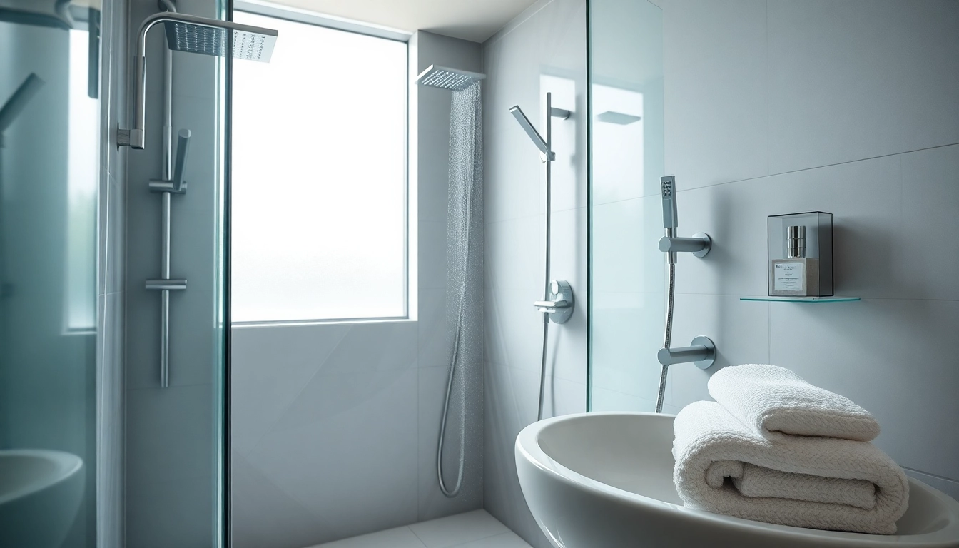 Experience elegant showers in a stylish modern bathroom with luxurious details.