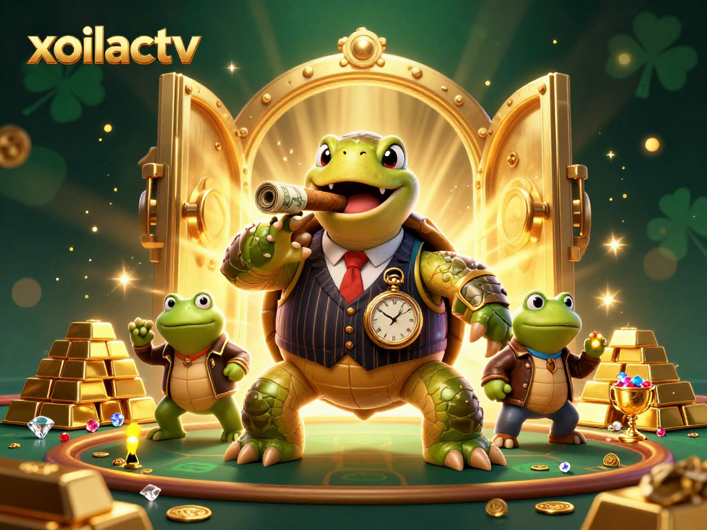 Experience the vibrant world of xoilactv with a mobster turtle and casino treasures.