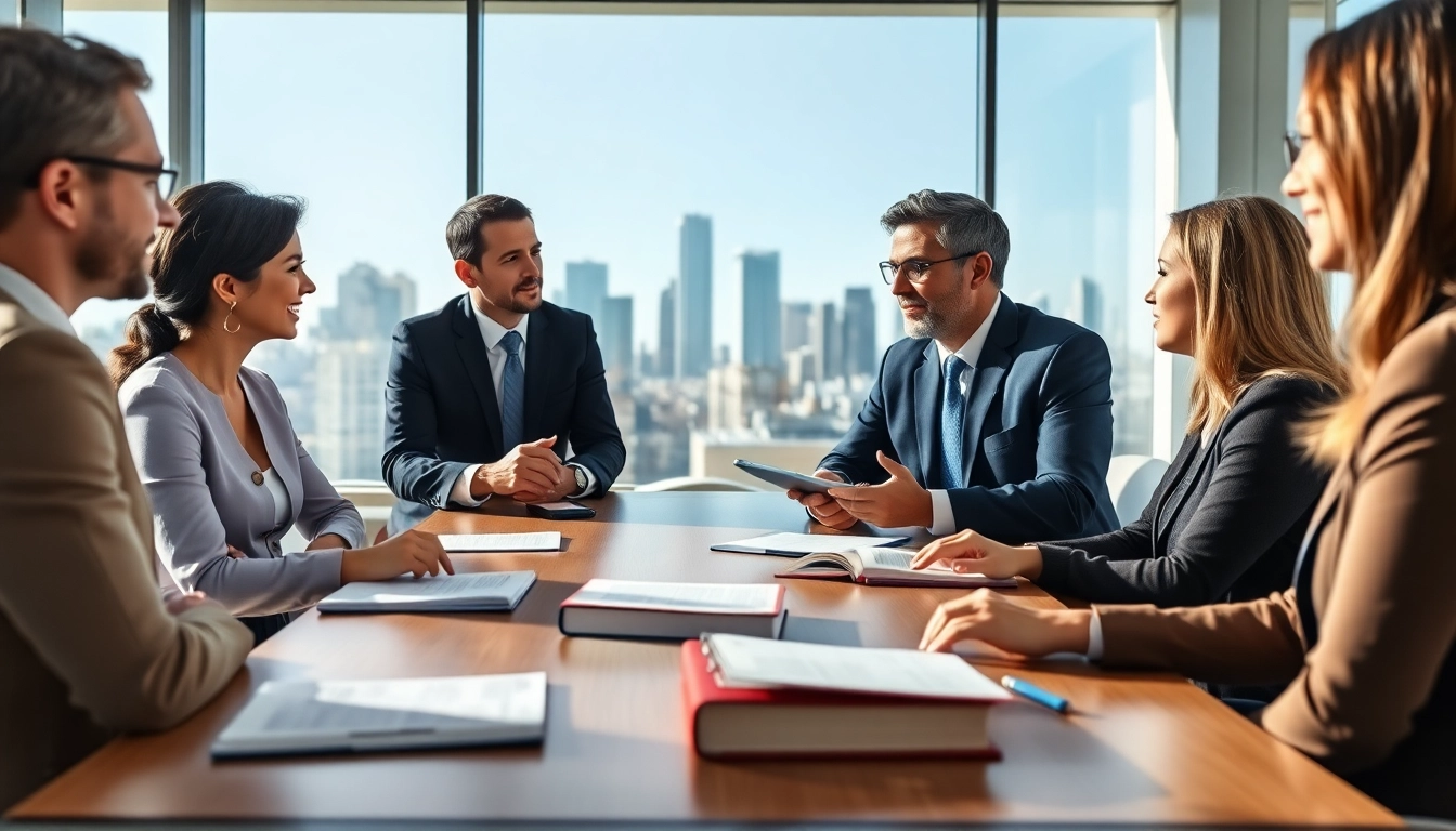 Clients receiving legal guidance from attorneys at https://www.lalitlaw.com in a modern law office.