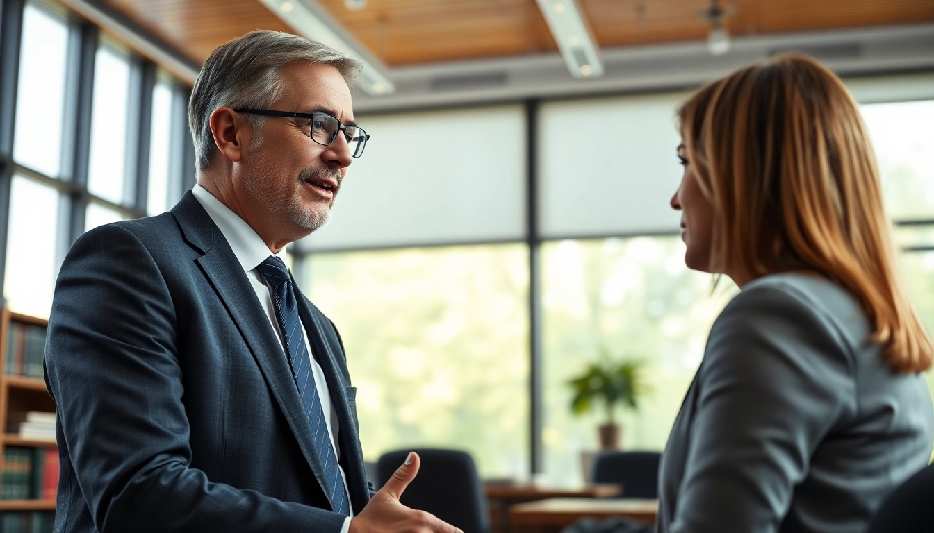 USA lawyers advising clients in a modern office setting, showcasing professionalism.
