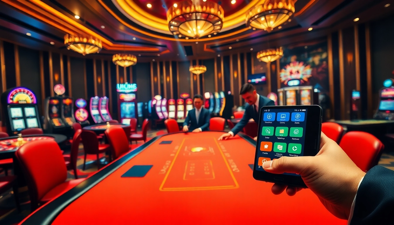 Players engaging in high-stakes poker at a luxurious casino with UU88 gaming experience