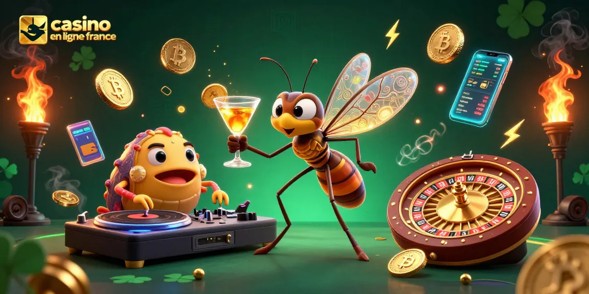 Jouez à casino en ligne France avec une illustration dynamique de personnages de casino, évoquant le divertissement et l'excitation.
