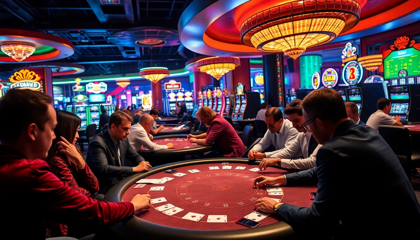 Perjudian dengan pg bet di meja poker yang ramai dengan pemain bersemangat.